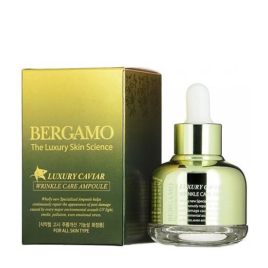 Bergamo Luxury Skin Science Luxury Caviar Wrinkle Care Ampoule Tinh Chất Xóa Tàn Nhang Nám Xanh rêu 30ml