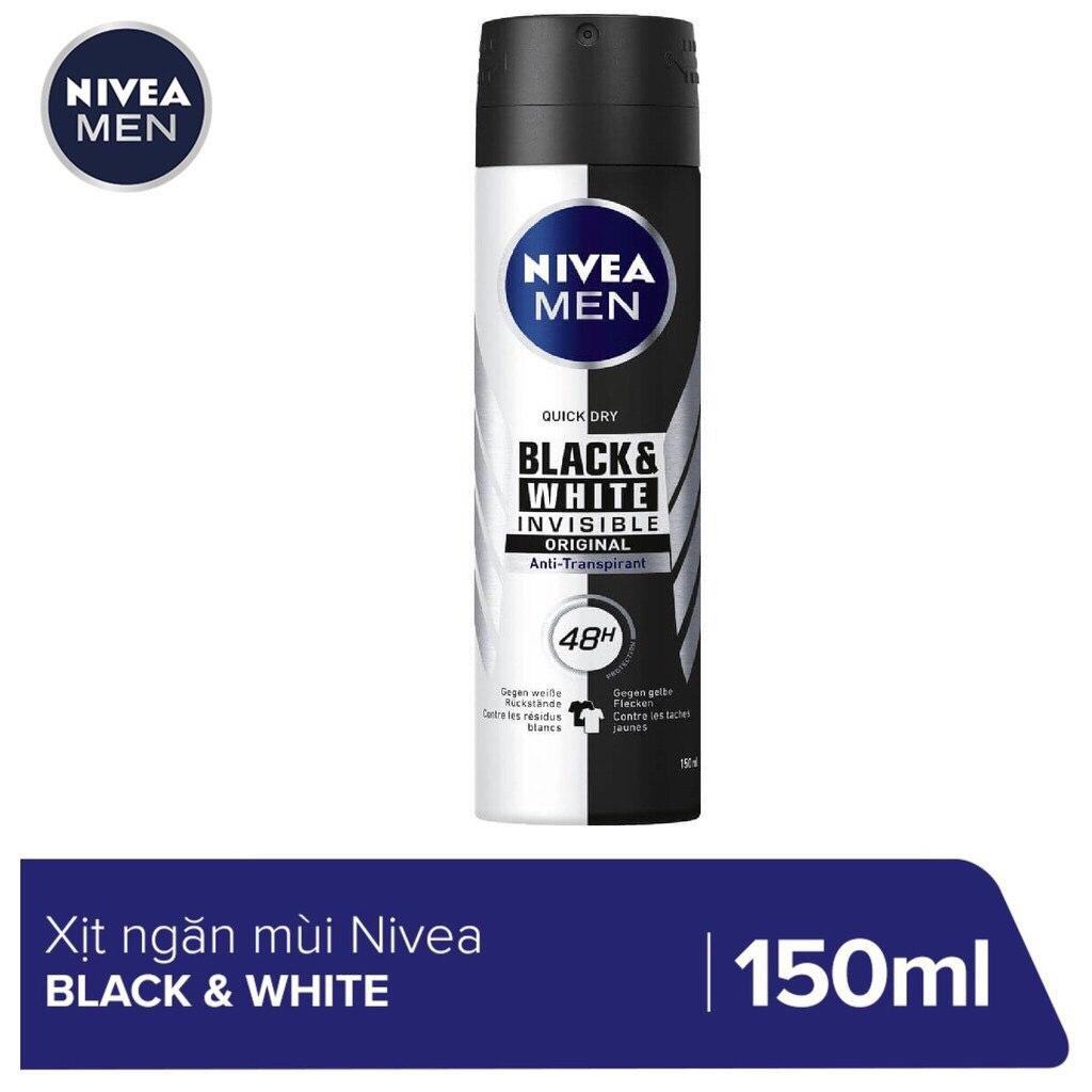 Xịt Khử Mùi Nivea Men Black &White 5in1 Chống Vệt Ố Vàng (150ml) (Chai)