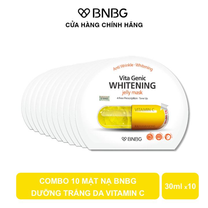 Combo 10 Mặt nạ giấy dưỡng da Banobagi Vita Genic Whitening Jelly Mask (Vitamin C) 30ml x10