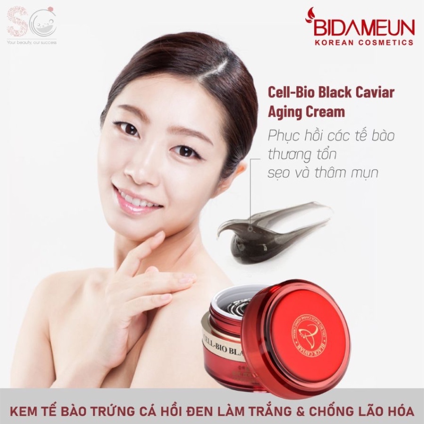 Bộ Kem Tế Bào Trứng Cá Hồi Đen Làm Trắng & Chống Lão Hóa Bidameun Cell-Bio Black Caviar Aging Cream B28 (50g+50g)  