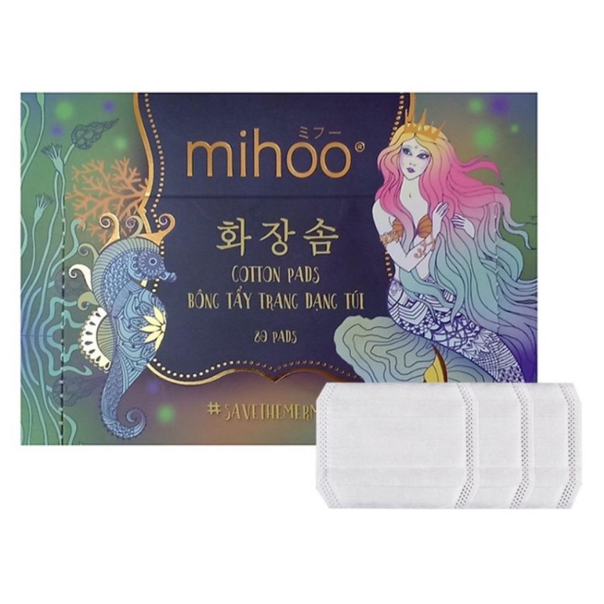 Bông Tẩy Trang Dạng Túi Mihoo Mermaid Cotton Pads (80 Miếng)