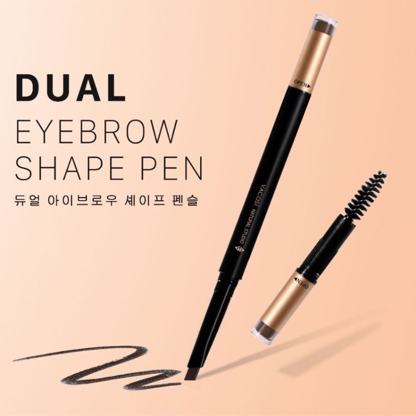 Chì Kẻ Mày Định Hình Đa Năng Vacosi Dual Eyebrow Shape Pen #05 Natural Brown - Nâu Tự Nhiên