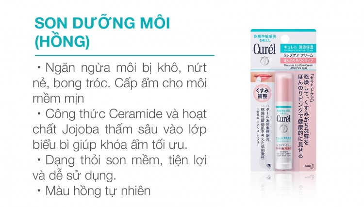 Son Dưỡng Môi Cấp Ẩm Chuyên Sâu Curél Intensive Moisture Care Moisture Lip Care Cream - Có Màu (4.2g)
