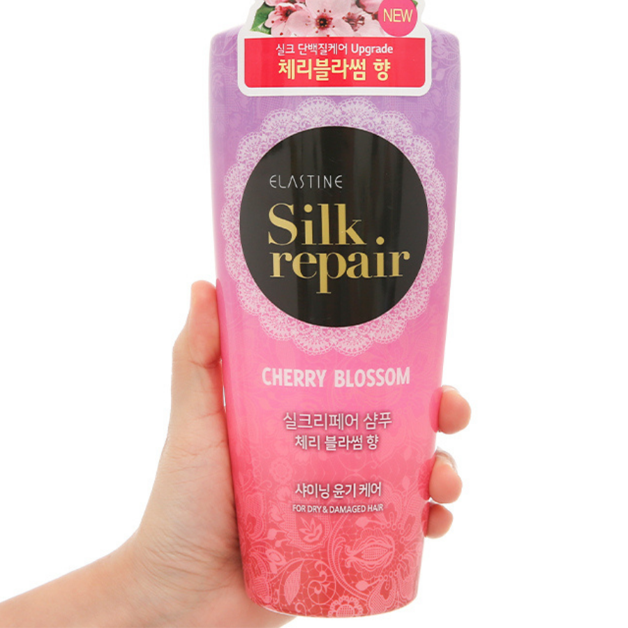 Dầu Gội Chăm Sóc Và Nuôi Dưỡng Tóc Elastine Silk Repair - Hương Hoa Anh Đào Cherry Blossom (550ml)