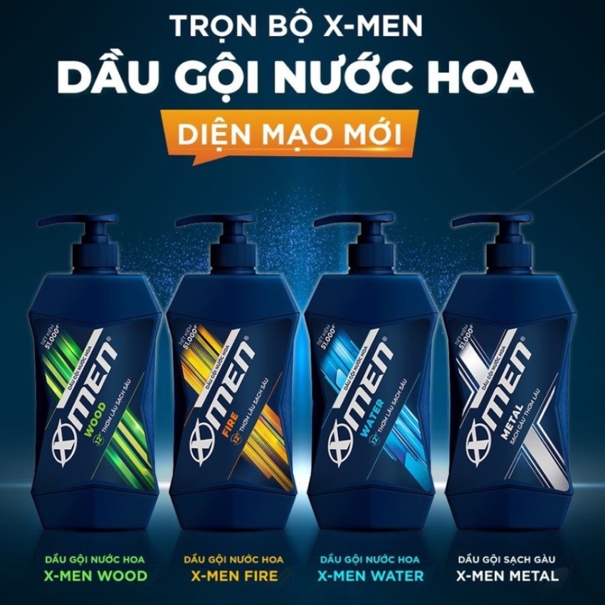 Dầu Gội Hương Nước Hoa Sạch Sâu Thơm Mát X-Men Water 2X (650g) 