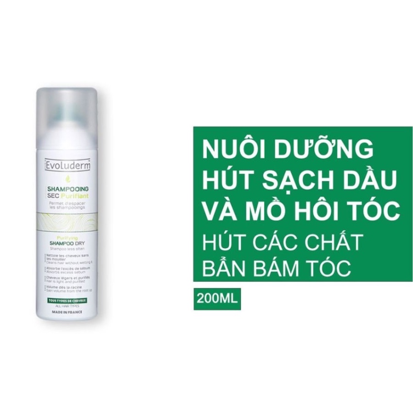 Dầu Gội Khô Evoluderm Shampoo Sec Soin Capillaire Purifiant (200ml)