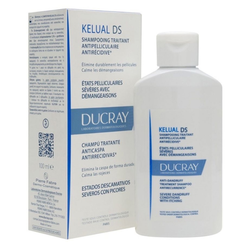 Dầu Gội Làm Sạch Gàu, Dịu Ngứa & Đỏ Da Đầu Ducray Kelual DS Anti-Dandruff Shampoo Antirecurrence (100ml)