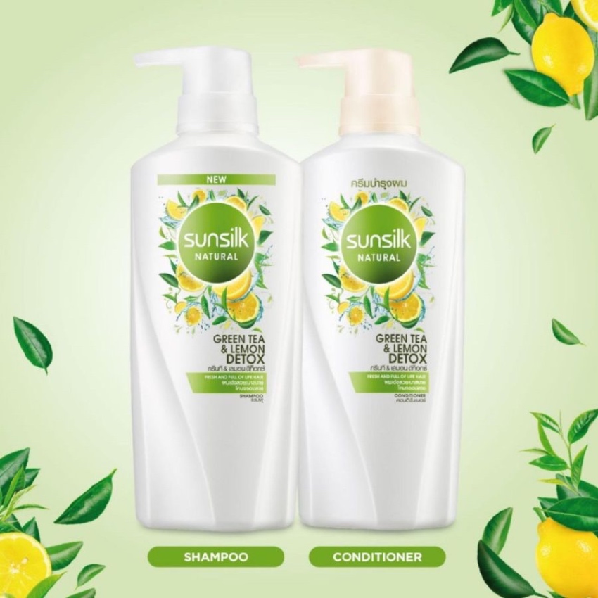 Dầu Gội Sunsilk Natural Green Tea & Lemon Detox Shampoo (450ml)