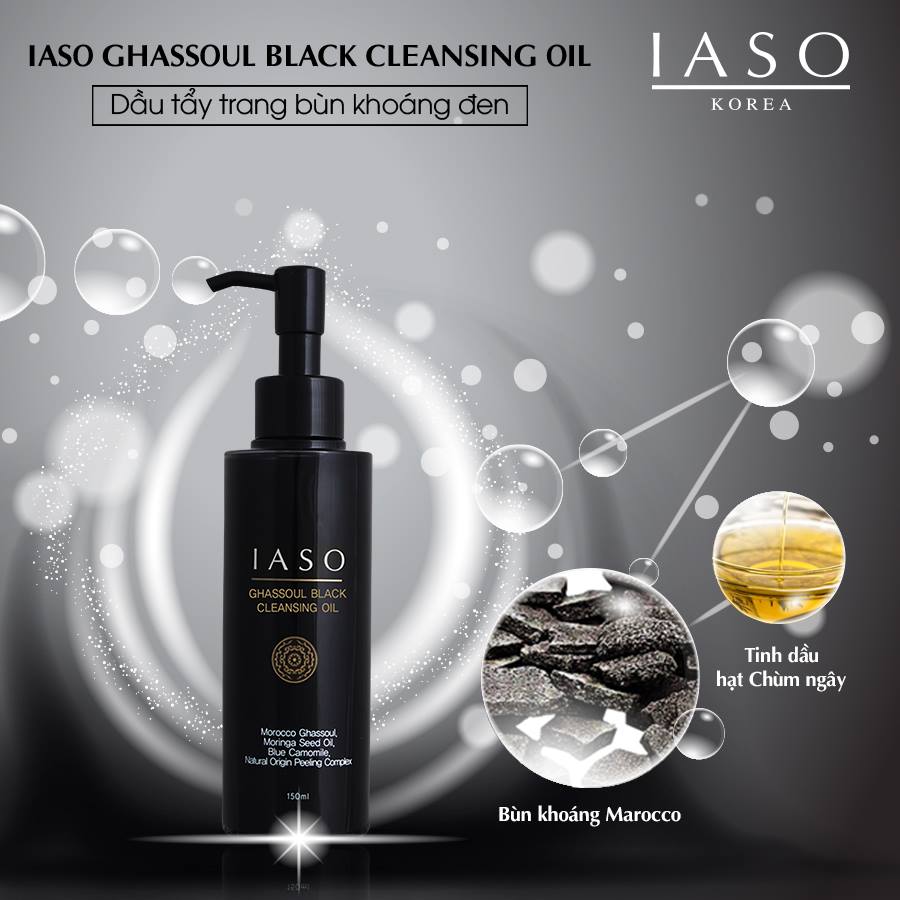 Dầu Tẩy Trang Bùn Khoáng Đen IASO Ghassoul Black Cleansing Oil - I54 (150ml) 