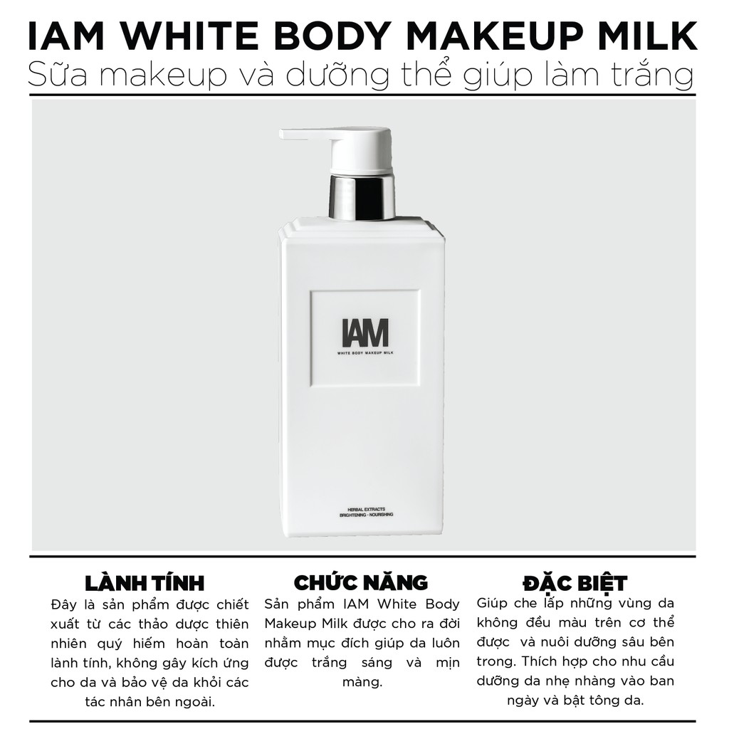 Kem Dưỡng Trắng Da Toàn Thân IAM White Body Makeup Milk (300ml) 