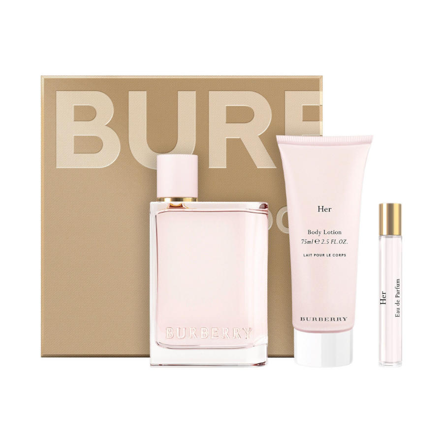 Bộ Nước Hoa Nữ Burberry Her Eau De Parfum (100ml) + Mini (10ml) + Dưỡng Da