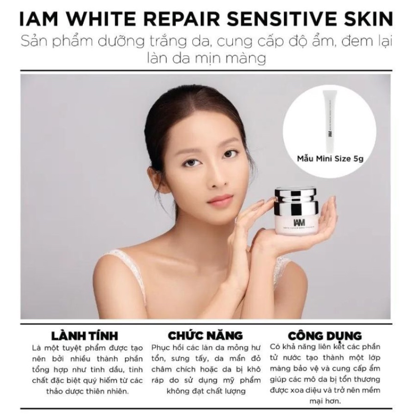 Kem Trắng Da Giữ Ẩm, Phục Hồi Da Mẫn Cảm IAM White Repair Sensitive Skin (5g)