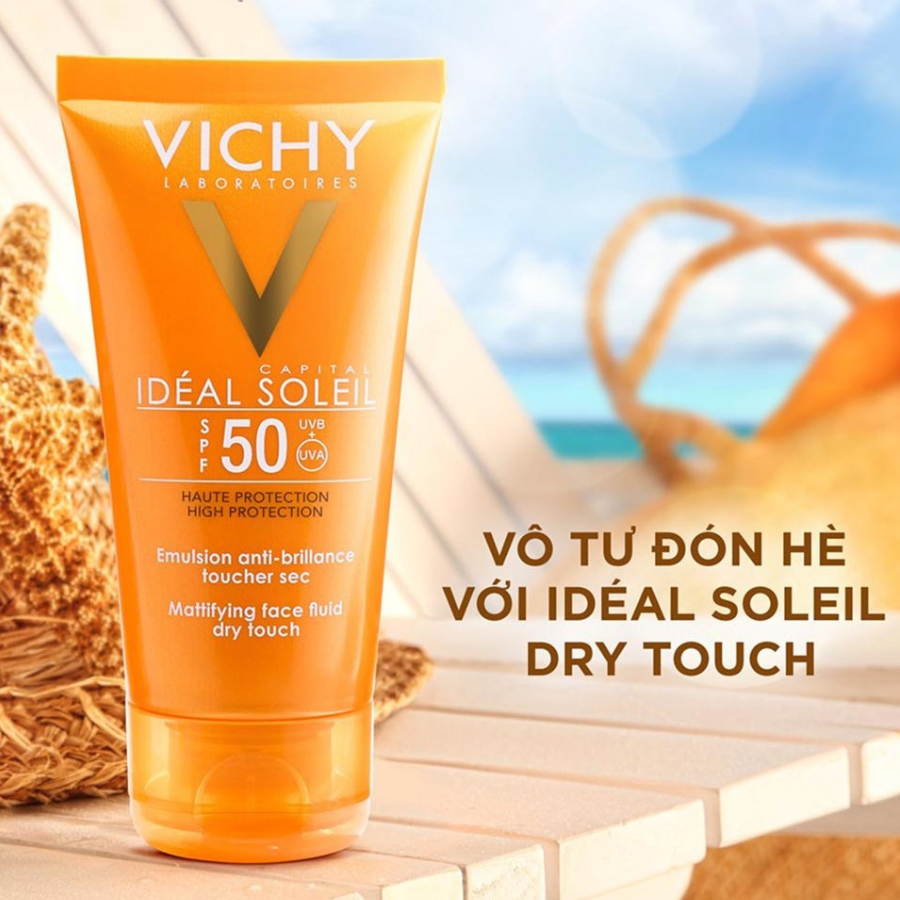 Kem Chống Nắng Không Nhờn Rít Cho Da Hỗn Hợp & Nhạy Cảm Vichy Capital Idéal Soleil Mattifying Dry Touch Face Fluid SPF50 