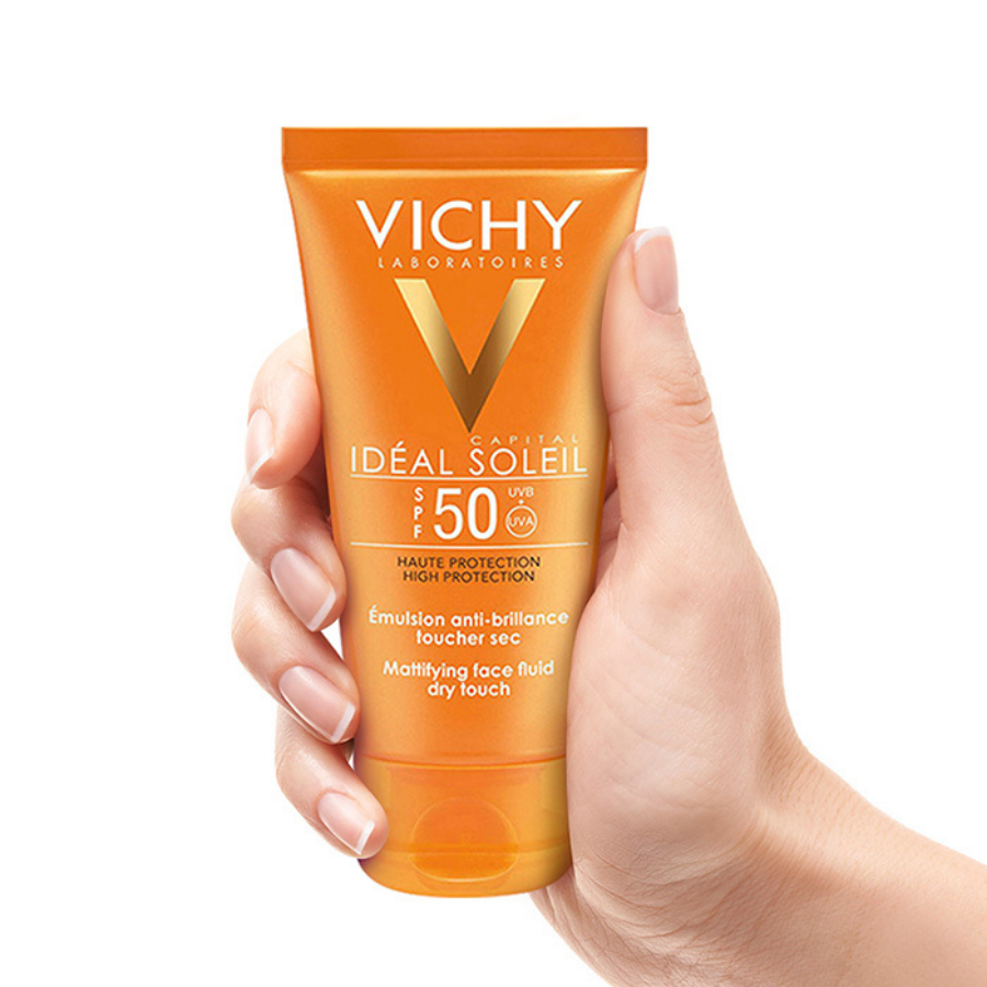 Kem Chống Nắng Không Nhờn Rít Cho Da Hỗn Hợp & Nhạy Cảm Vichy Capital Idéal Soleil Mattifying Dry Touch Face Fluid SPF50 