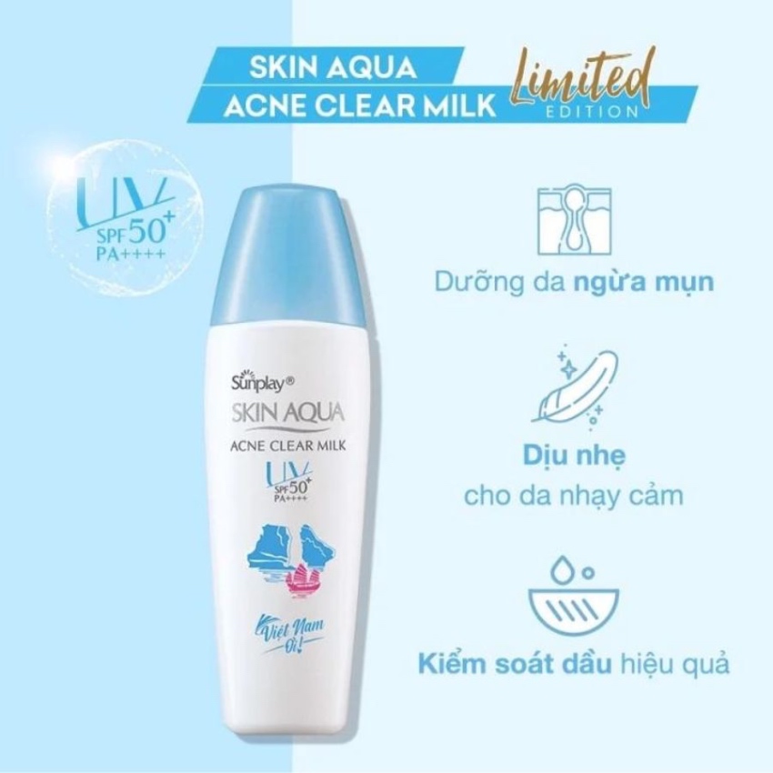 Kem Chống Nắng Sunplay Skin Aqua Acne Clear Milk Light Fell Oil Control (25g) 
