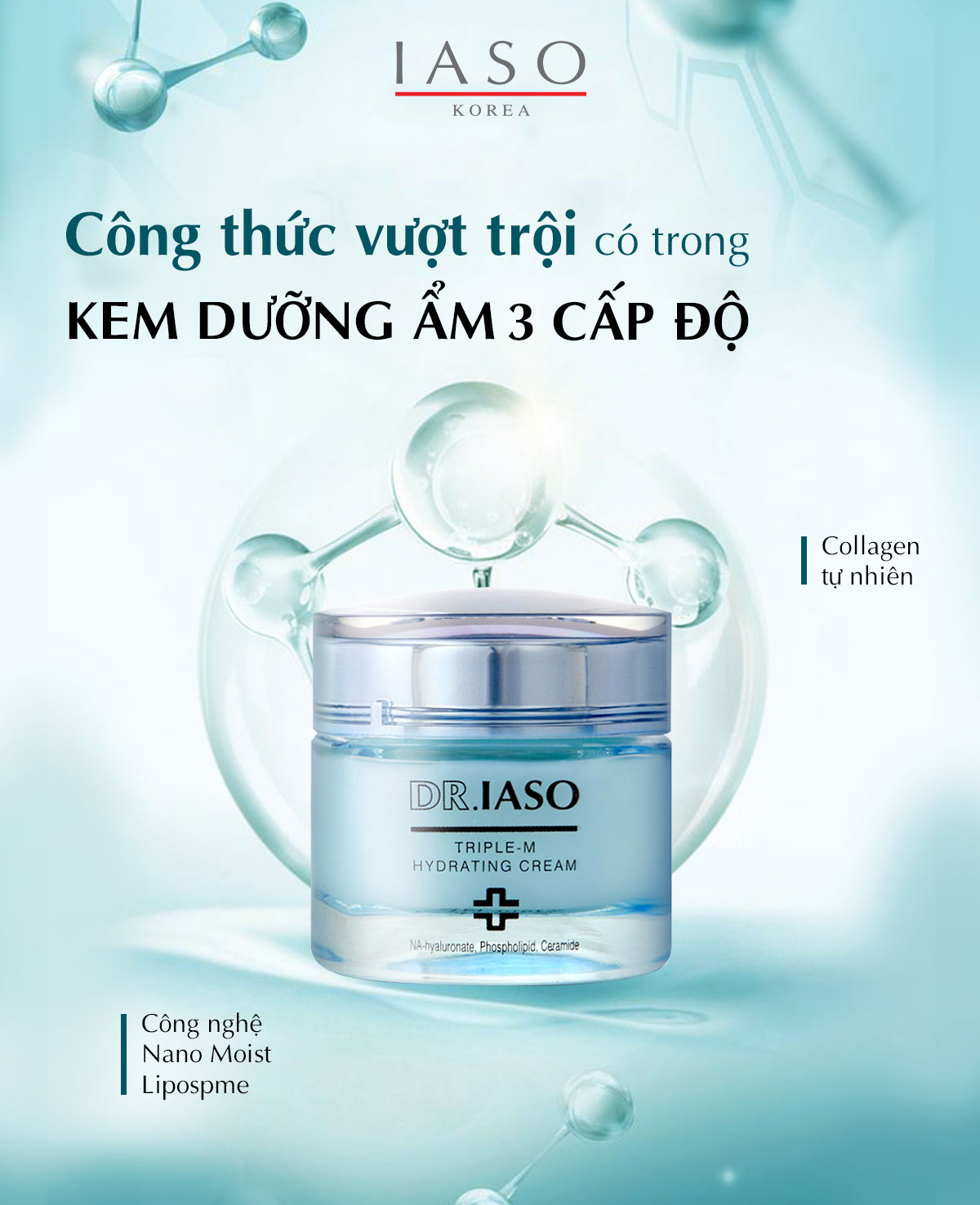 Kem Dưỡng Ẩm 03 Cấp Độ Dr.IASO Triple-M Hydrating Cream - D08 (45ml) 