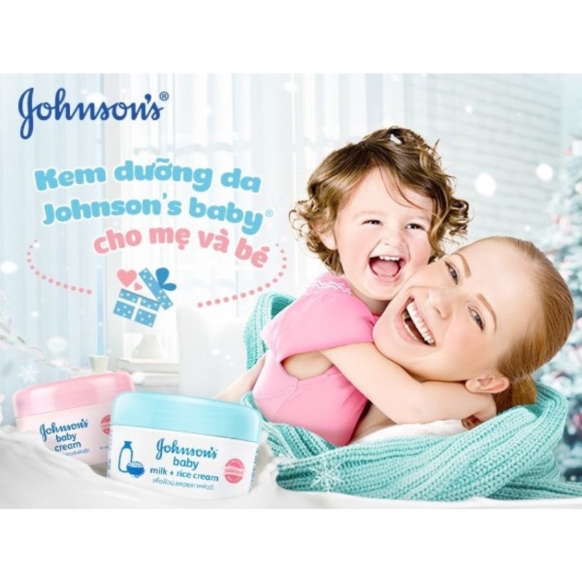 Kem Dưỡng Da Giữ Ẩm Sữa Gạo Johnson's Baby Milk + Rice Cream  Nắp Hồng (50g)