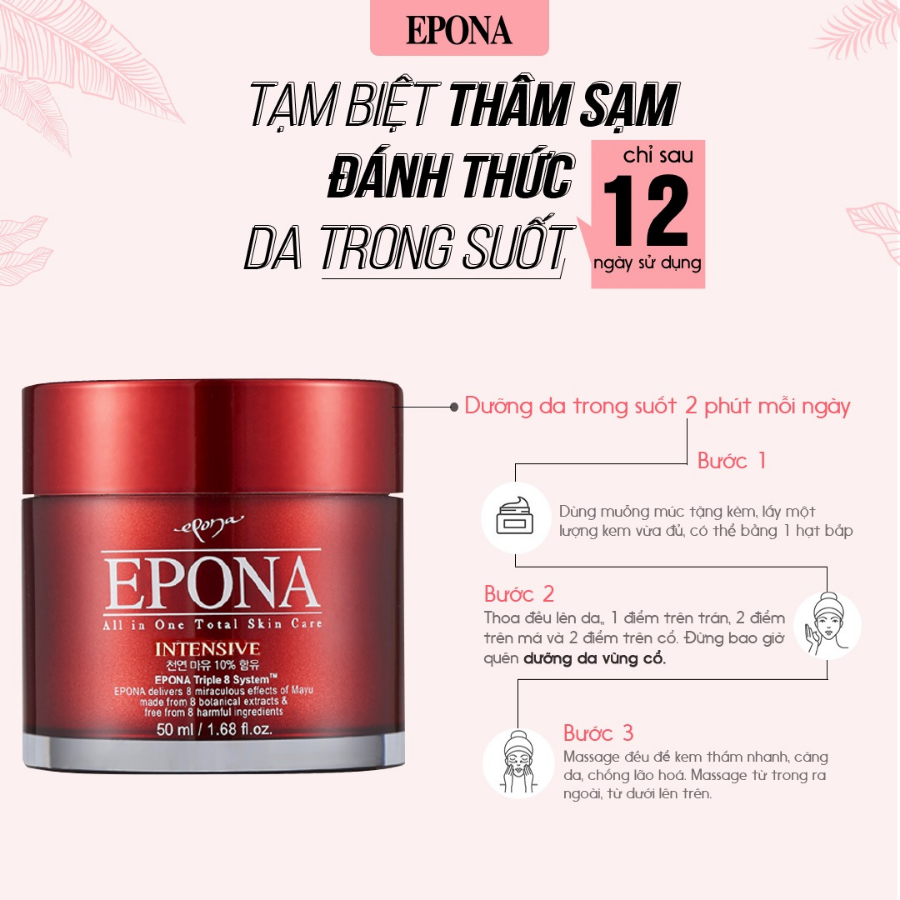 Kem Dưỡng Dầu Ngựa Đa Chức Năng Sáng Da, Ngừa Lão Hoá Epona All In One Total Skin Care Intense (50ml) 