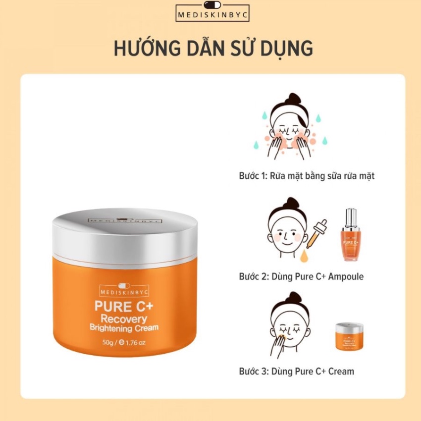Kem Dưỡng Trắng Da Chống Lão Hóa Mediskinbyc Pure C+ Recovery Brightening Cream (50g)