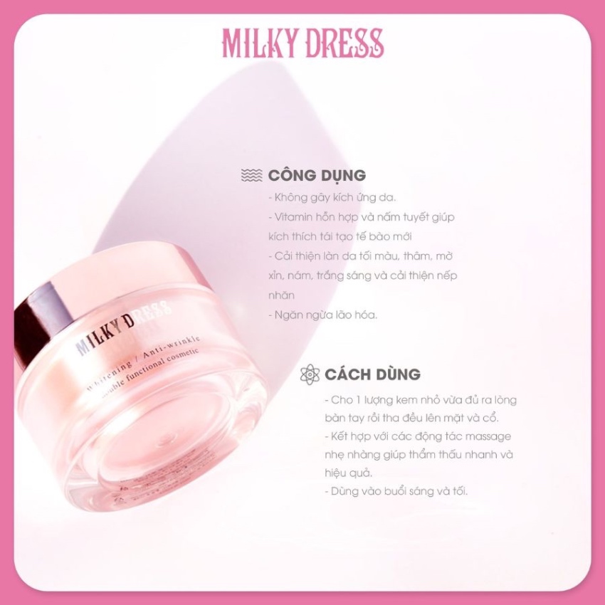Kem Dưỡng Trắng Da Chống Lão Hóa Milky Dress Sweet Rosy Cream M05 (50ml)