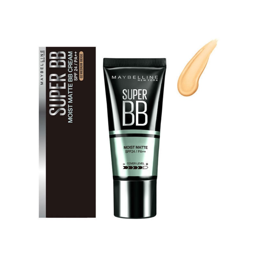 Kem Nền Ẩm Lì, Kiềm Dầu và Căng Mịn Da Maybelline Super BB Moist Matte BB Cream #02 Medium Beige (30ml) 