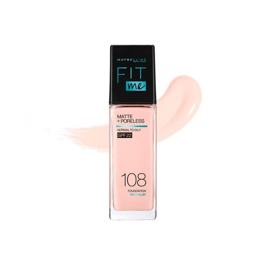 Kem Nền Siêu Mịn, Kiềm Dầu và Chống Nắng Maybelline Fit Me Matte Poreless Foundation #108 Light Porcelain (30ml) 