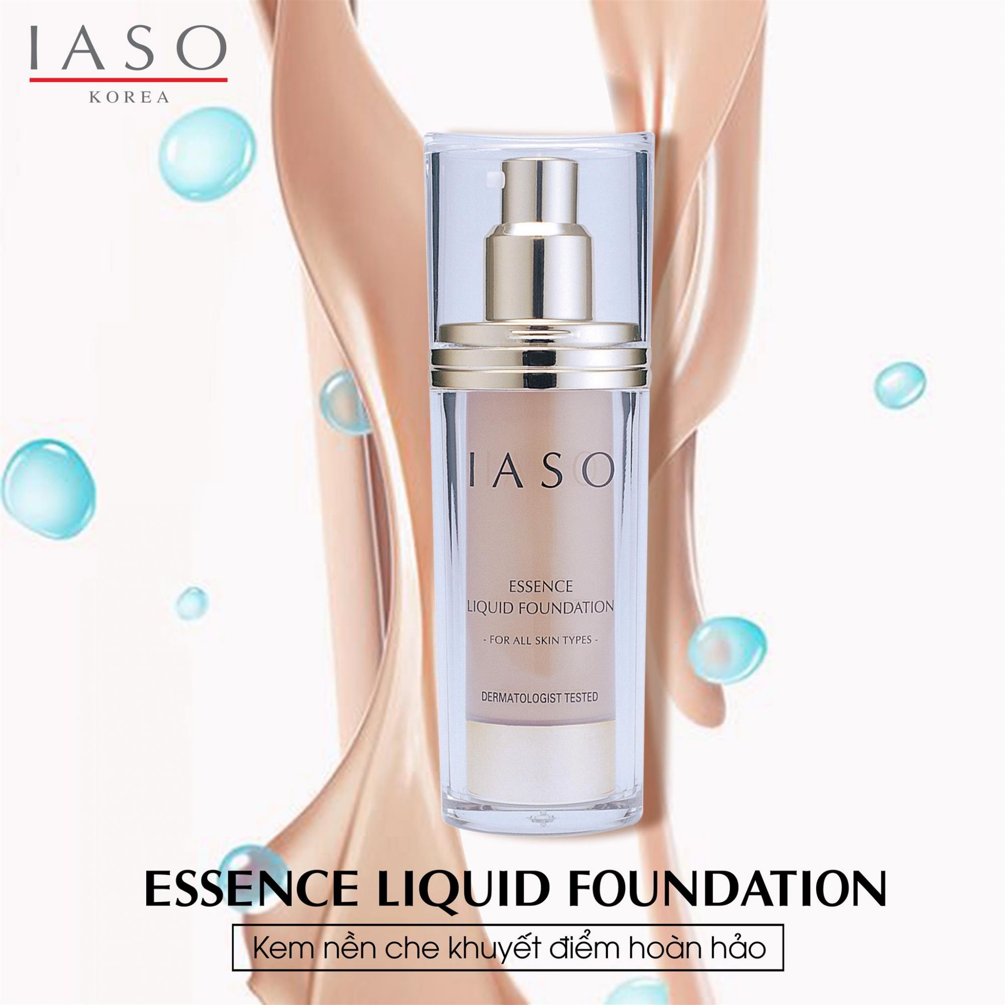 Kem Nền Trang Điểm IASO Essence Liquid Foundation - Màu 23 Natural Beige - I33 (35ml) 