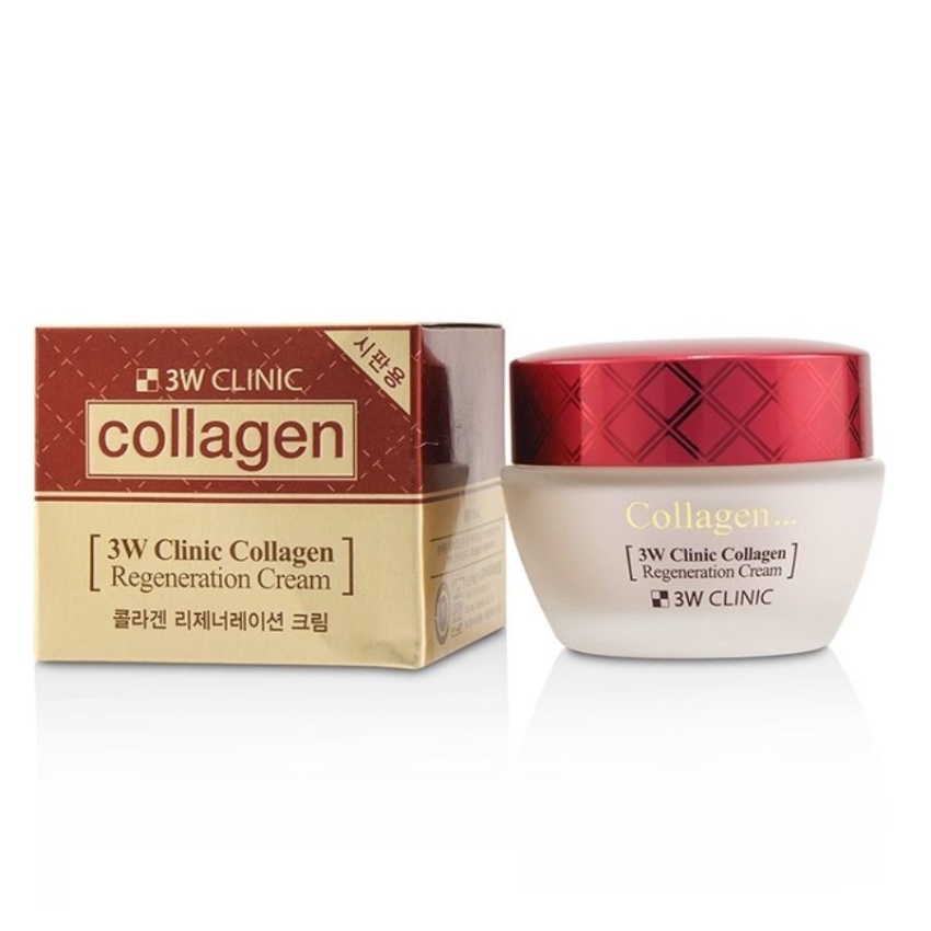 Kem Dưỡng Trắng Da Chống Lão Hóa 3W Clinic Collagen Regeneration Cream (Đỏ) 