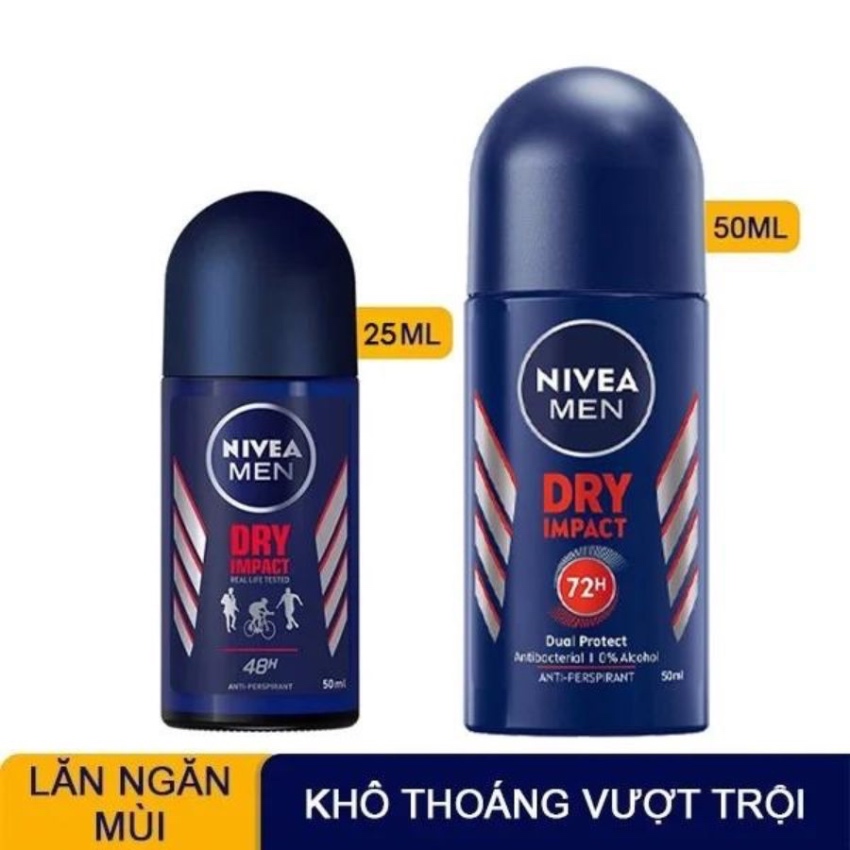 Lăn Khử Mùi Khô Thoáng Tức Thì Cho Nam Nivea Men Dry Impact Plus (50ml)