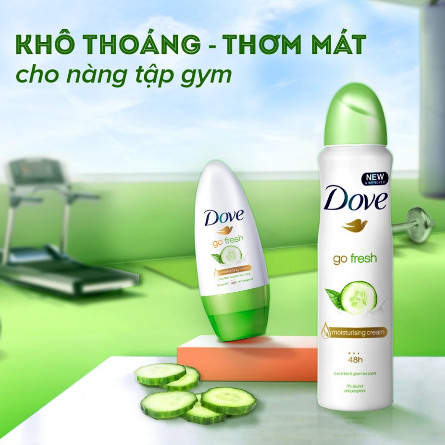 Lăn Khử Mùi Hương Dưa Leo & Trà Xanh Dove Moisturising Cream - Go Fresh (50ml) 