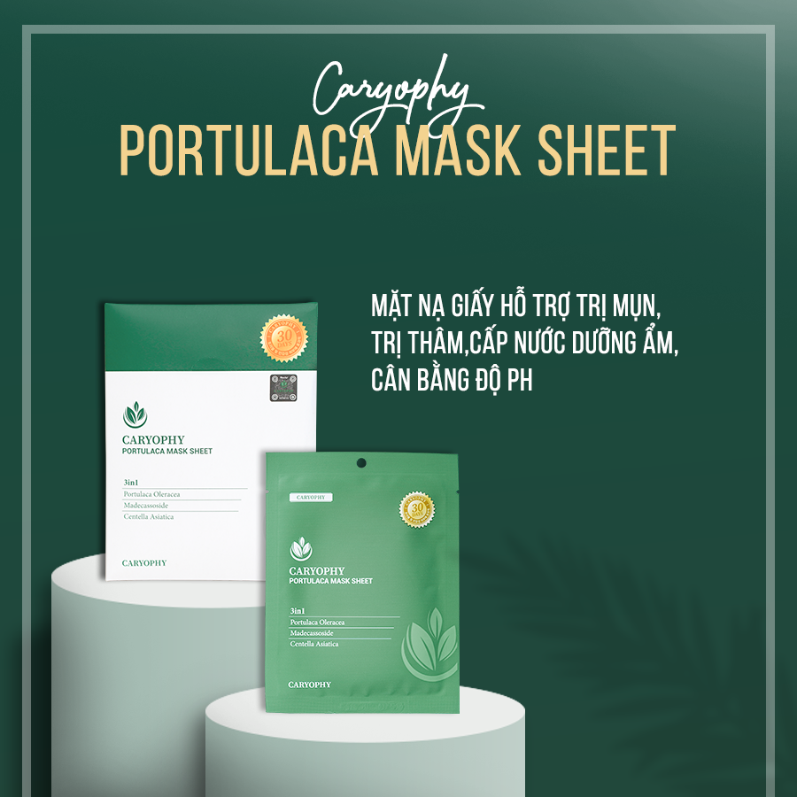 Mặt Nạ Trị Mụn Caryophy Portulaca Mask Sheet 3IN1 (22g) 