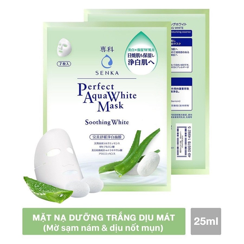 Mặt Nạ Nha Đam Senka Perfect Aqua White Mask Soothing White (Miếng 25ml)