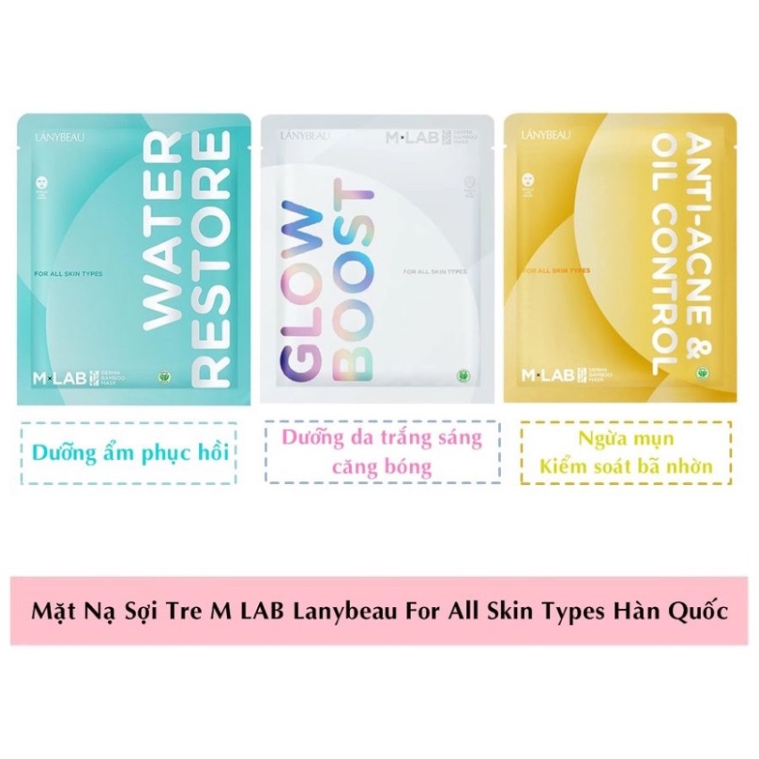 Mặt Nạ Sợi Tre M Lab Lasnybeau For All Skin Types (Màu Xanh Mới)