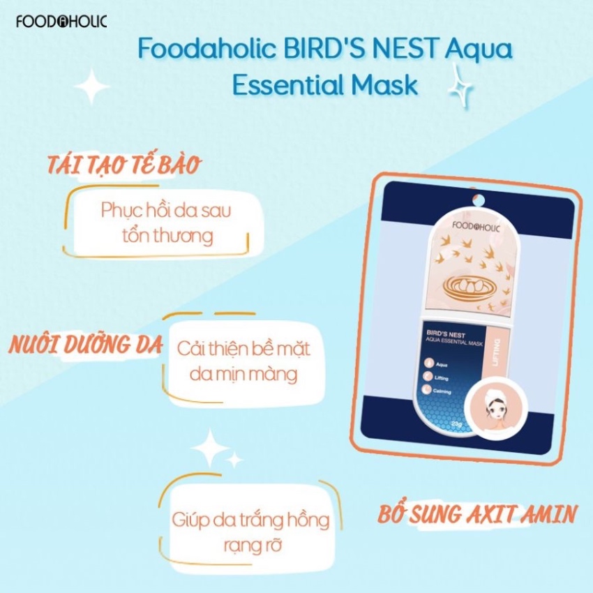 Mặt Nạ Nâng Cơ Foodaholic Bird's Nest Aqua Essential Mask (23g)