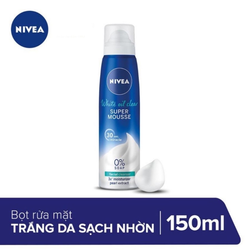 Bọt Rửa Mặt Sáng Da Sạch Nhờn Nivea White Oil Clear Super Mousse Facial Cleanser (150ml)