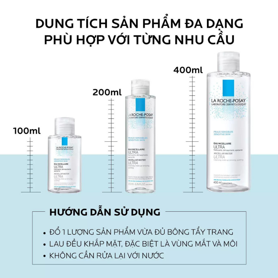 Nước Tẩy Trang Dành Cho Da Nhạy Cảm La Roche-Posay Micellar Water Ultra Sensitive Skin (400ml) 