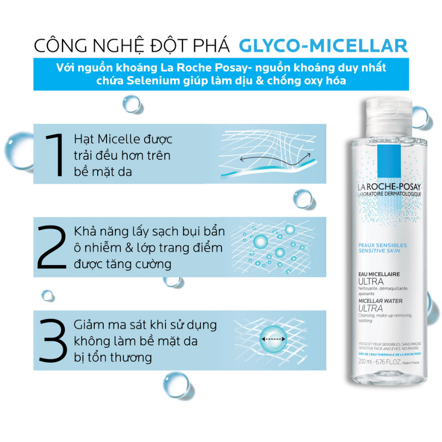 Nước Tẩy Trang Dành Cho Da Nhạy Cảm La Roche-Posay Micellar Water Ultra Sensitive Skin (100ml) 