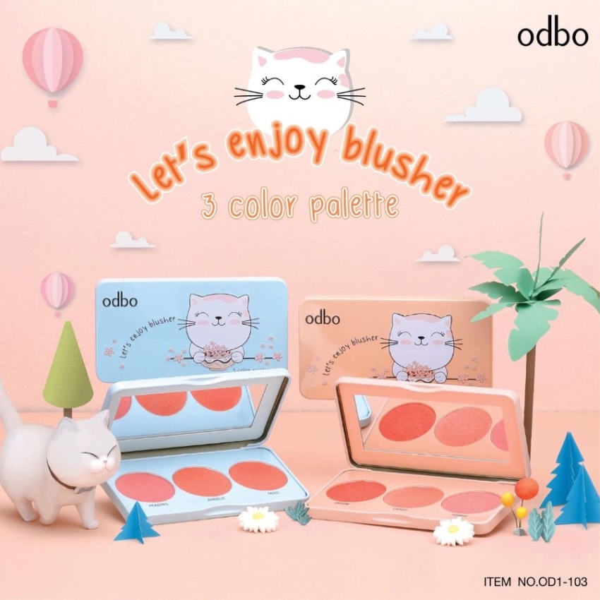 Bảng Phấn Má Hồng 3 Ô Odbo Let's Enjoy Blush 3 Color Palette OD103
