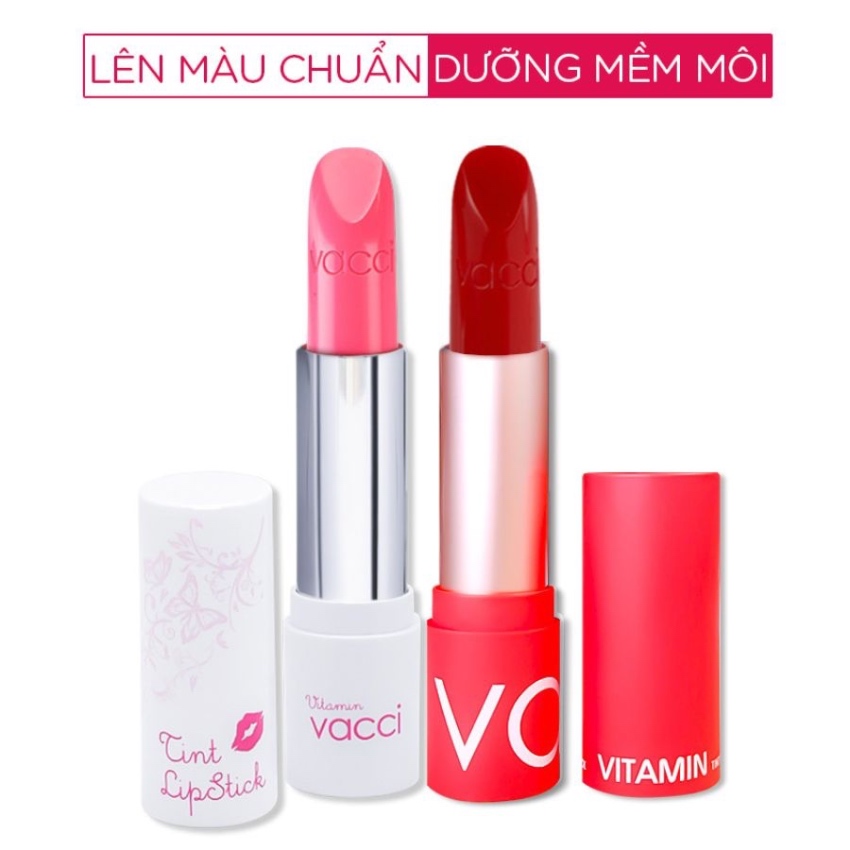 Son Dưỡng Môi Cao Cấp Có Màu Lâu Phai Vacci Vitamin Tint Lipstick - 350 Blooming Pink - Hồng Tiểu Thư (3.5g)