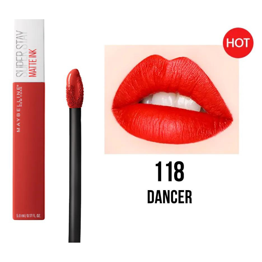 Son Kem Lì 16h Lâu Trôi Maybelline Super Stay Matte Ink Lipstick - Cam Cháy #118 Dancer (5ml) 