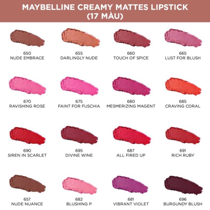Son Lì Mịn Môi Lâu Trôi Maybelline Color Sensational Creamy Matte Lipstick (4.2g) 