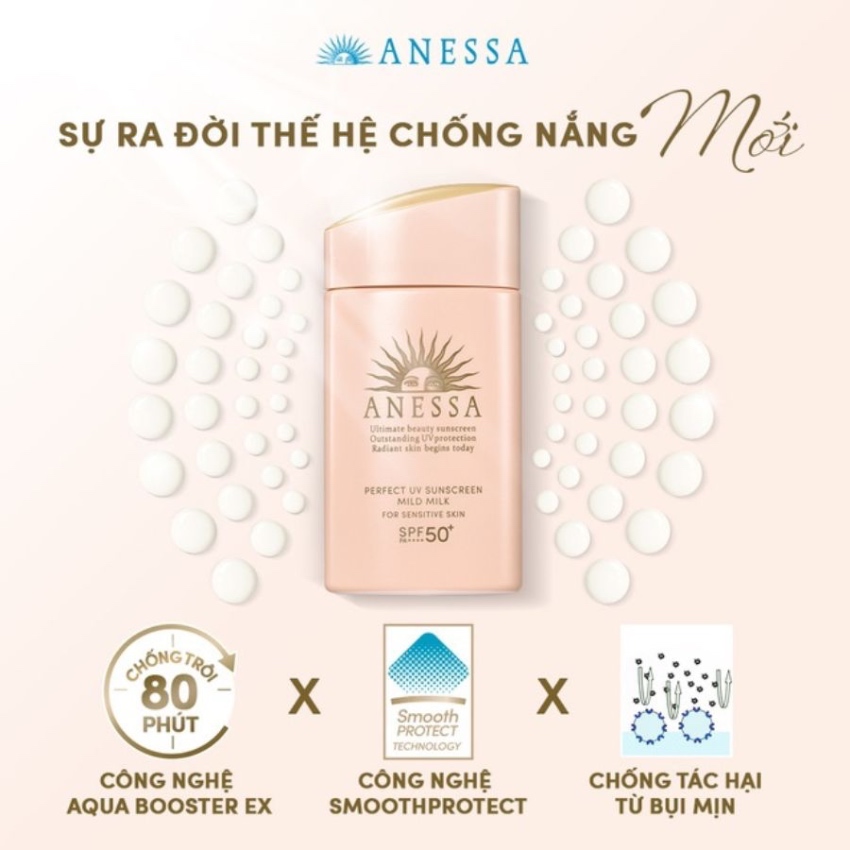 Sữa Chống Nắng Dịu Nhẹ Dành Cho Da Nhạy Cảm Anessa Perfect UV Sunscreen Mild Milk (60ml)