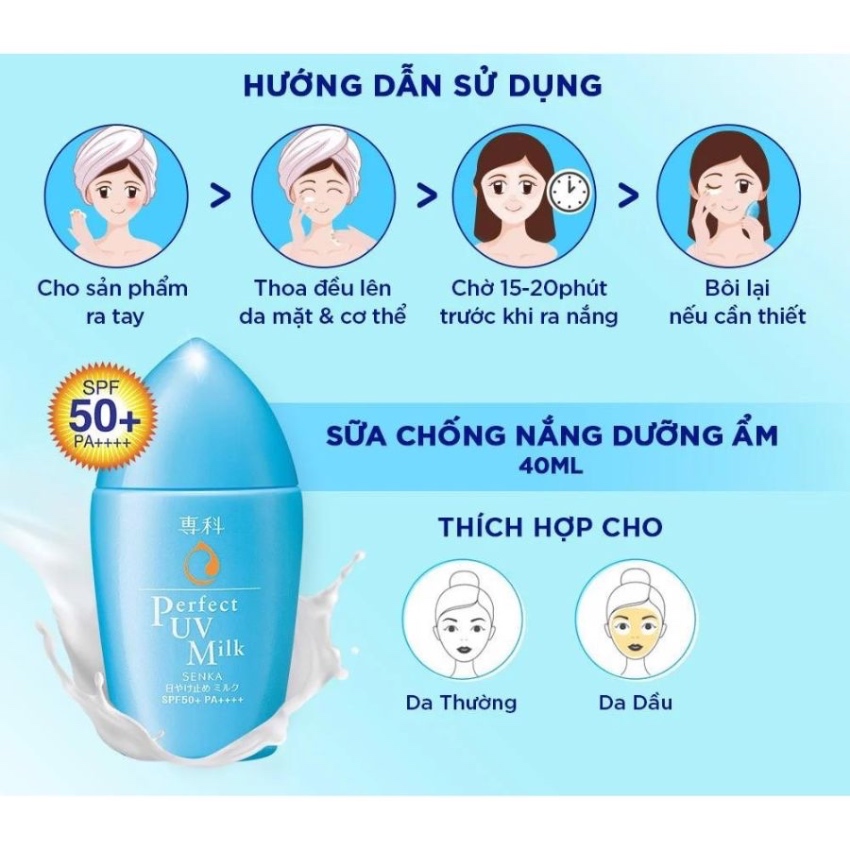 Sữa Chống Nắng Dạng Sữa Senka Perfect UV Milk SPF50+/PA++++ (40ml)