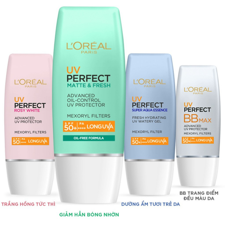 Kem Chống Nắng Bảo Vệ Toàn Diện, Kiềm Dầu, Se Khít Lỗ Chân Lông, Thoáng Mịn Da L'Oréal UV Perfect Matte & Fresh (30ml)
