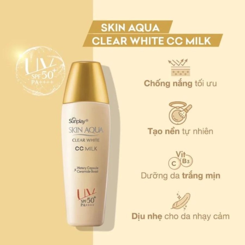 Sữa Chống Nắng Tạo Nền Trắng Mịn Nhẹ Tênh Sunplay Skin Aqua Clear White CC Milk (25g)