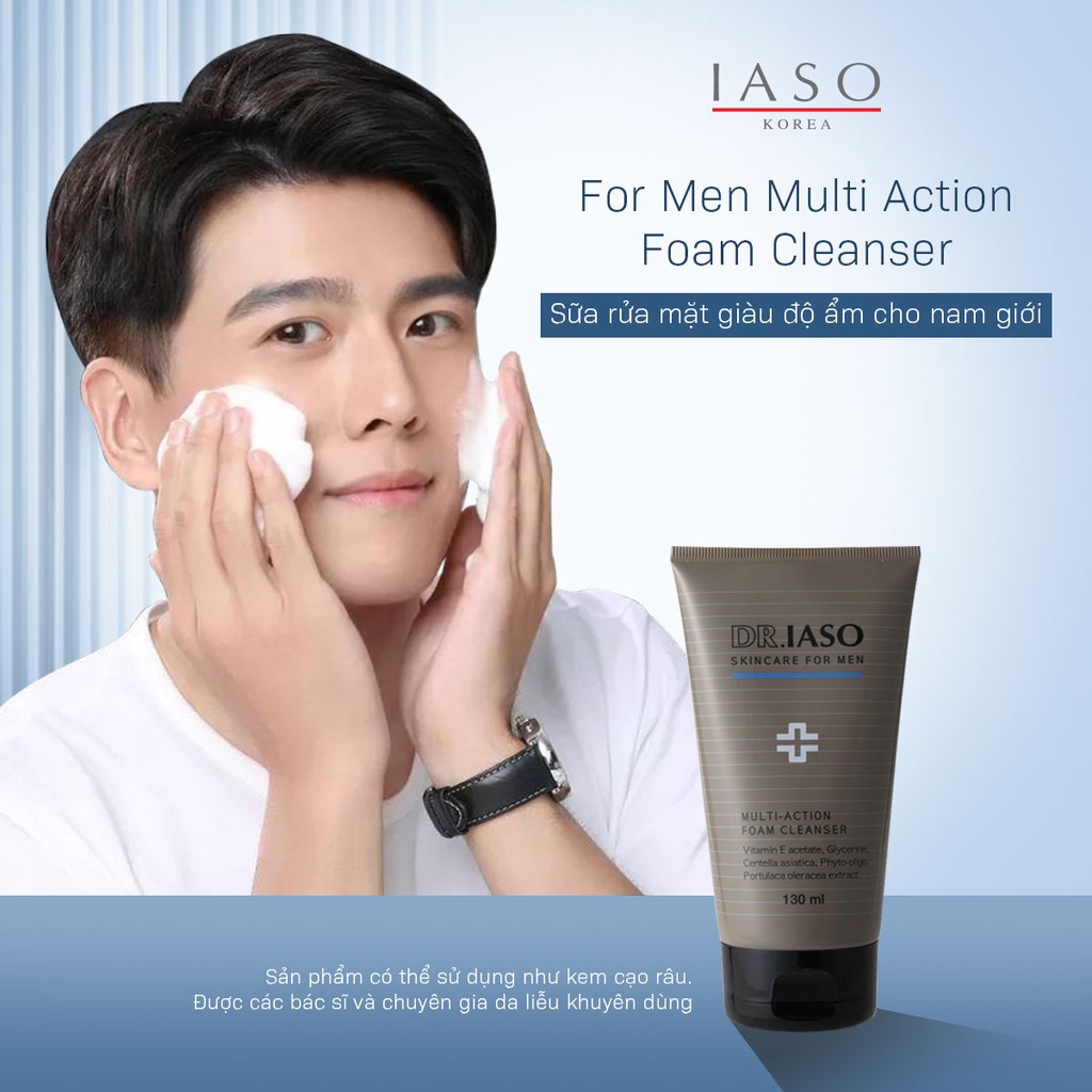 Sữa Rửa Mặt Giàu Độ Ẩm Cho Nam Giới Dr.IASO Skincare For Men Multi-Action Foam Cleanser - D17 (130ml) 