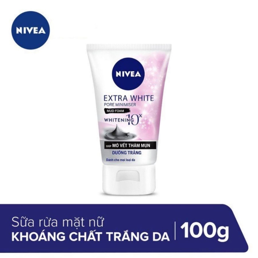 Sữa Rửa Mặt Khoáng Chất Sạch Sâu & Dưỡng Sáng Da Nivea Extra White Pore Minimiser Mud Foam (100g) 