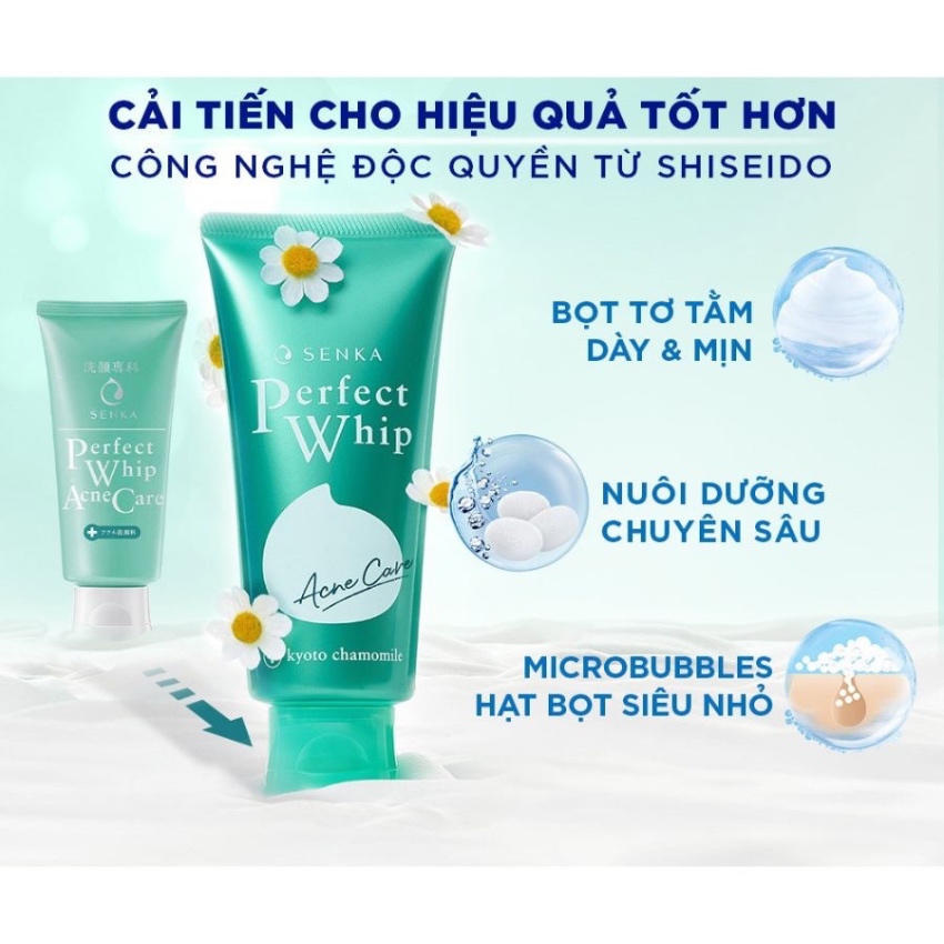 Sữa Rửa Mặt Tạo Bọt Dành Cho Da Mụn Senka Perfect Whip Acne Care (120g)