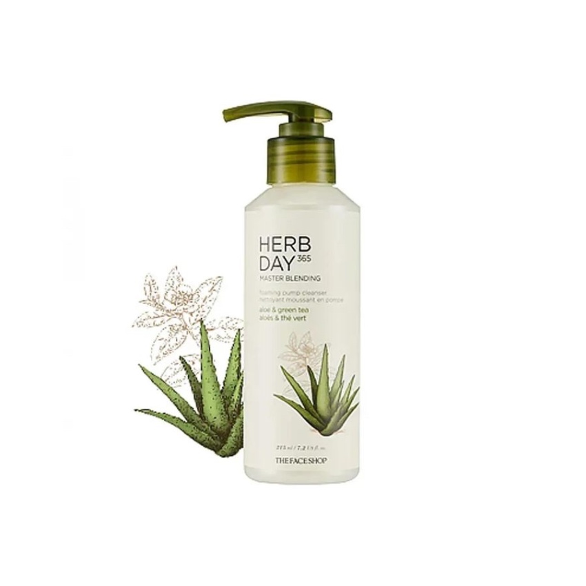 Sữa Rửa Mặt The Face Shop Herb Day 365 Master Blending Foaming Cleanser - Aloe & Green Tea (215ml)