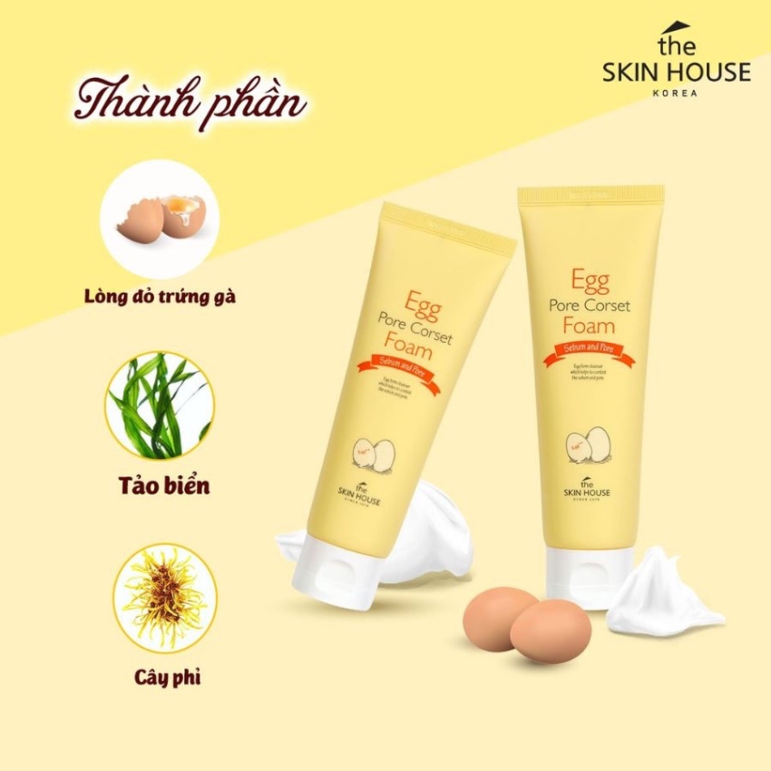 Sữa Rửa Mặt Tạo Bọt Giúp Se Khít Lỗ Chân Lông The Skin House Egg Pore Corset Foam (120ml)